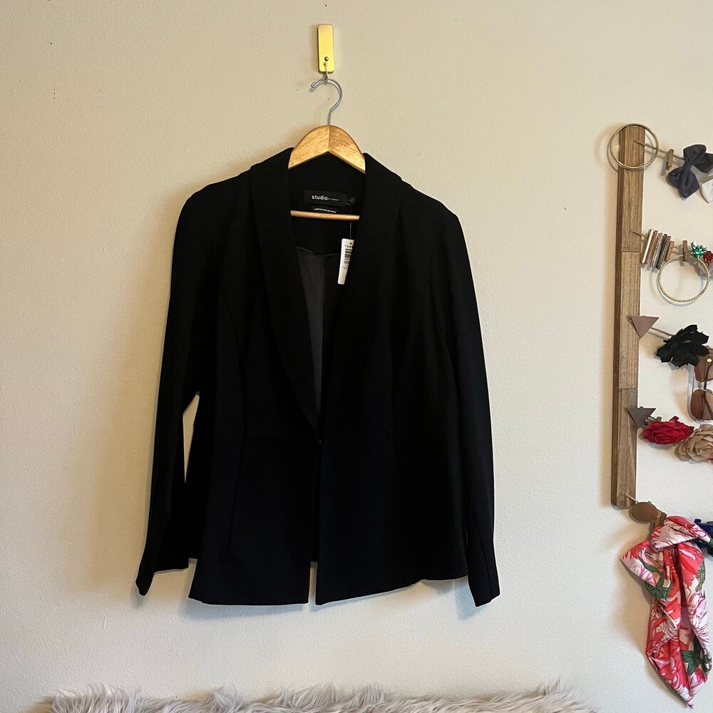Torrid Studio Luxe Ponte Peplum Blazer - Black - Sz 3XL